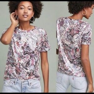 Postmark (Anthropologie) floral top w/sequins - xs